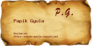 Papik Gyula névjegykártya